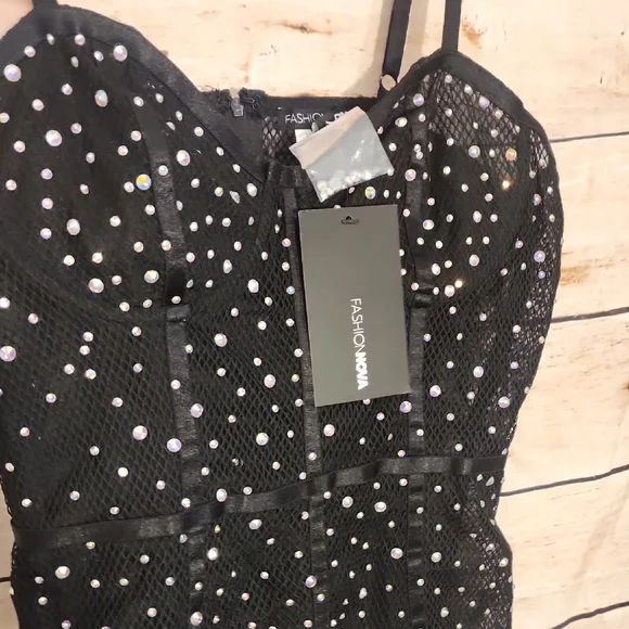 Fashion Nova Black Mini Dress with Colorful Sequins - Picture 4 of 8